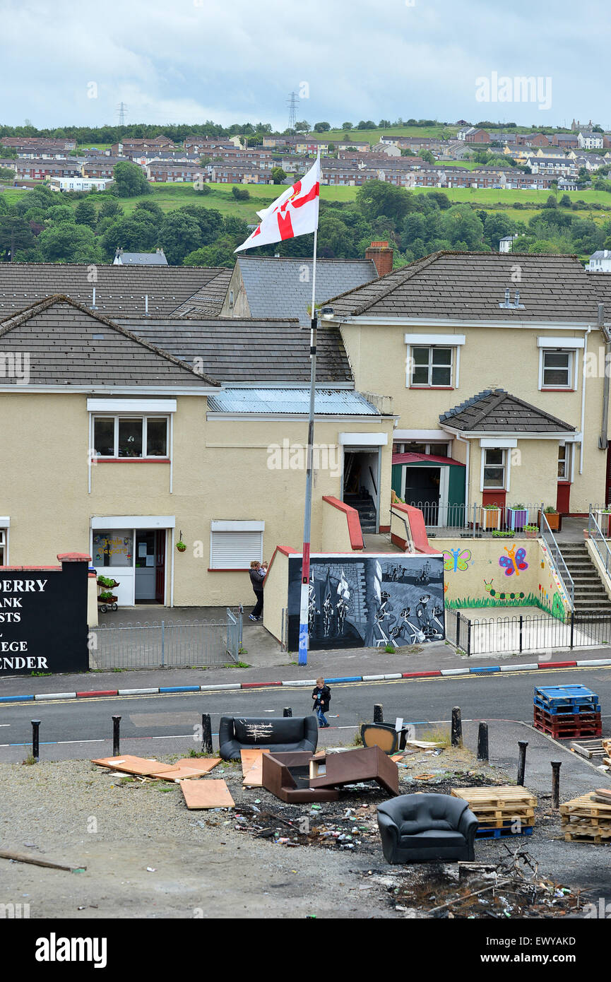 Rubbish at bonfire site in the Loyalist Fountain Estate, Londonderry