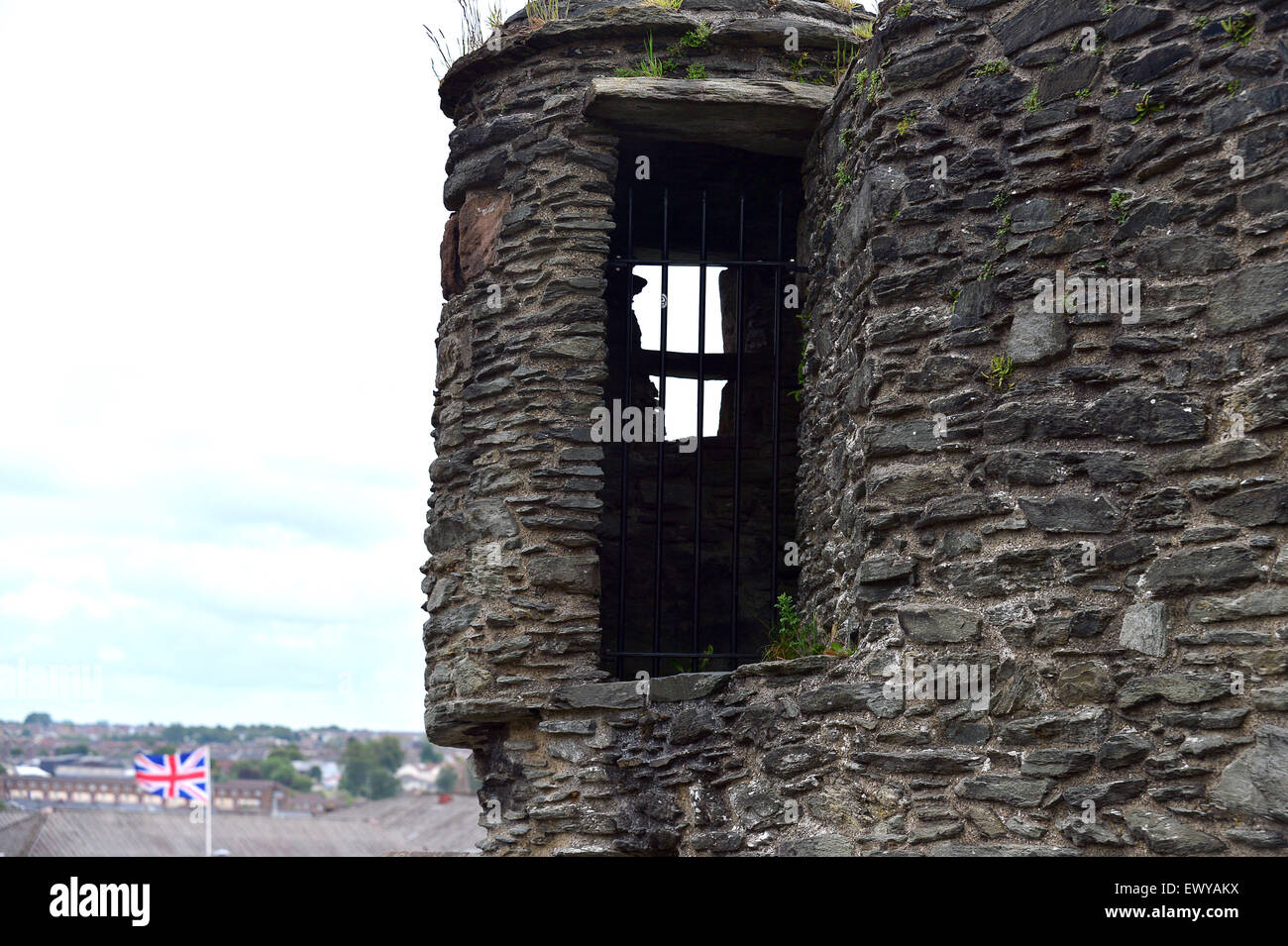 A turret on the 17th century Derry Walls, Londonderry, Northern Ireland Stock Photo