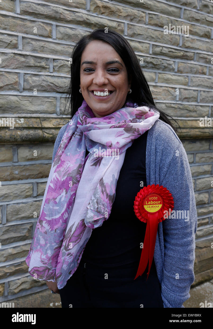 Labour Party candidate Naz Shah in Bradford West on General Election day 2015. Stock Photo