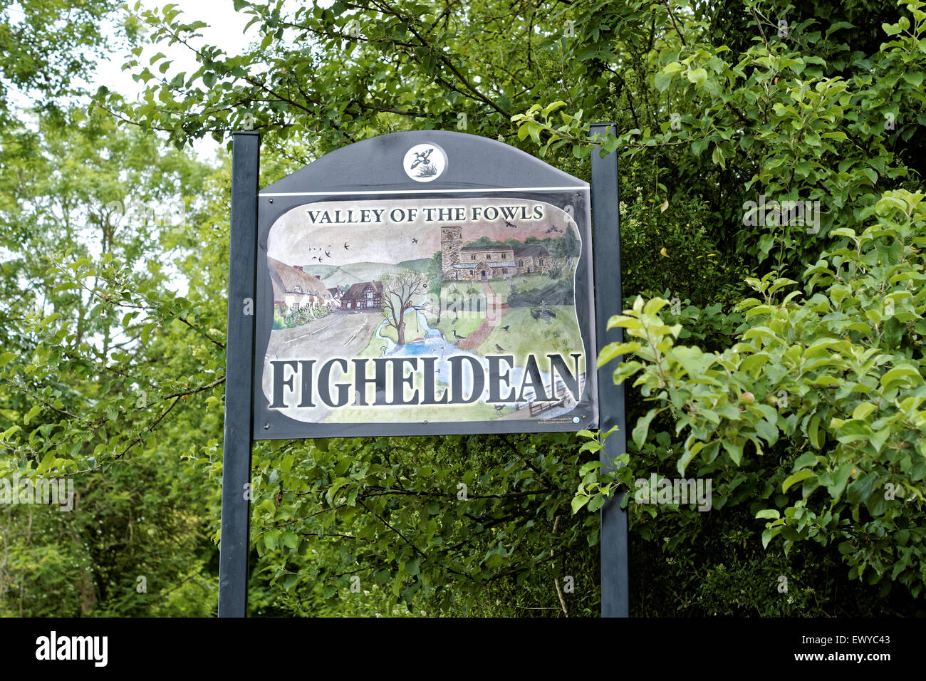 Village sign of Figheldean Stock Photo