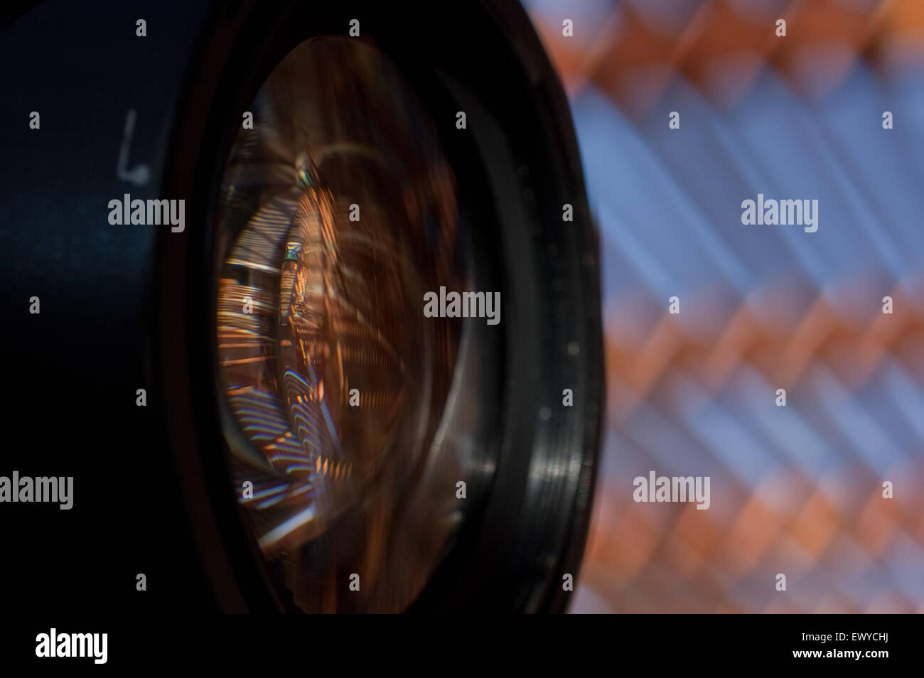 Objective and lens optical with refraction and reflections projection