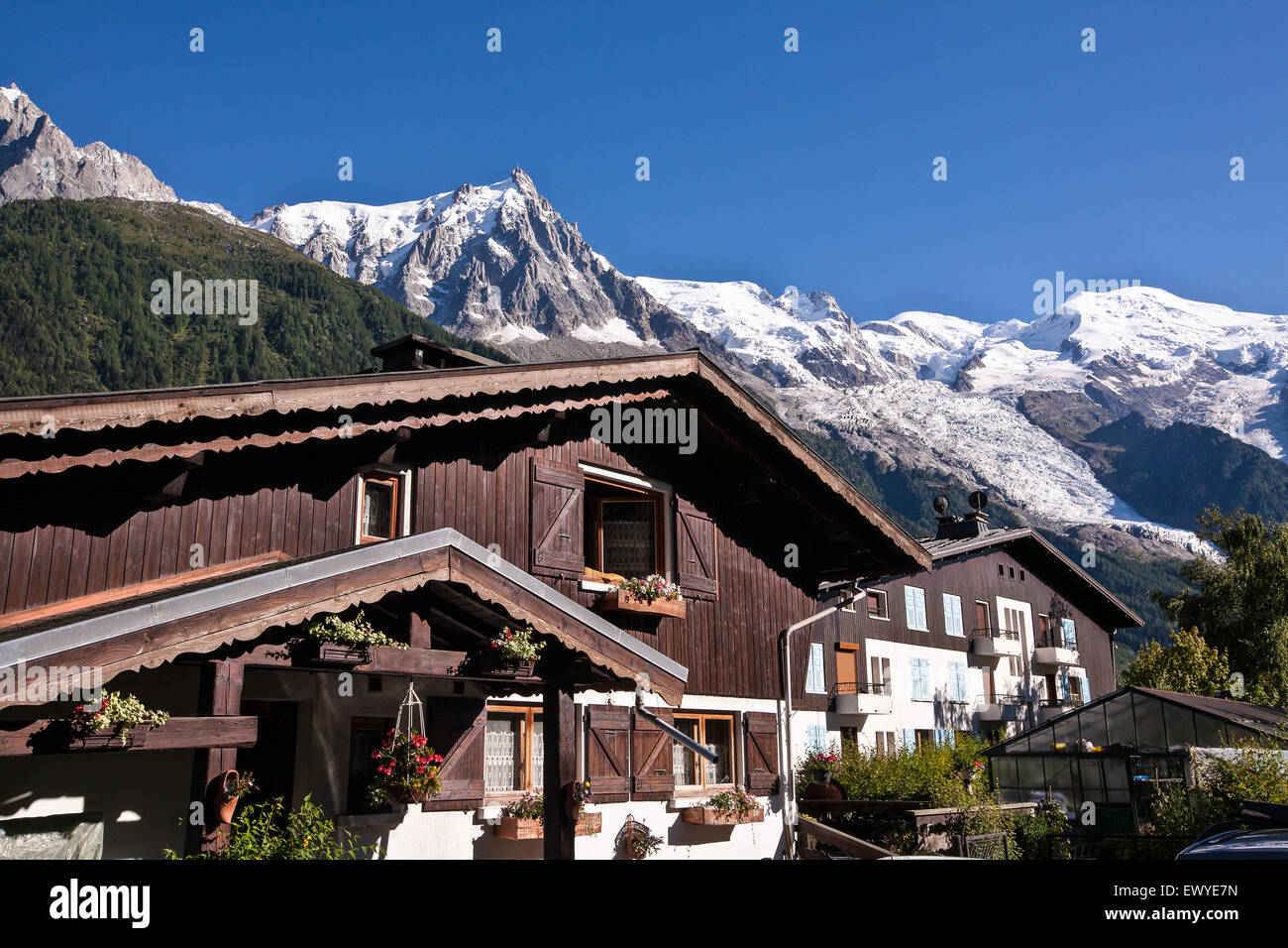Chalet in Chamonix Mont Blanc valley, France. Stock Photo