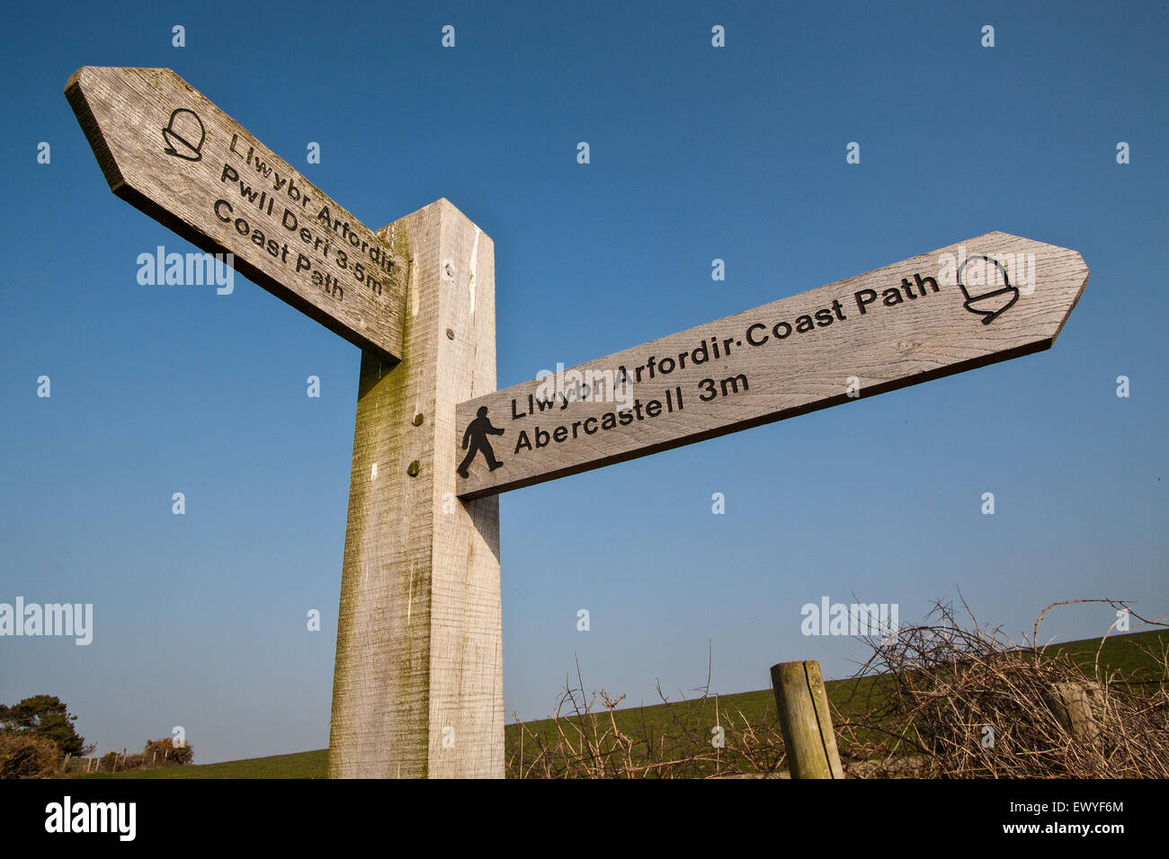 Coastal path signpost. Photo taken from the Pembrokeshire Coast Path ...