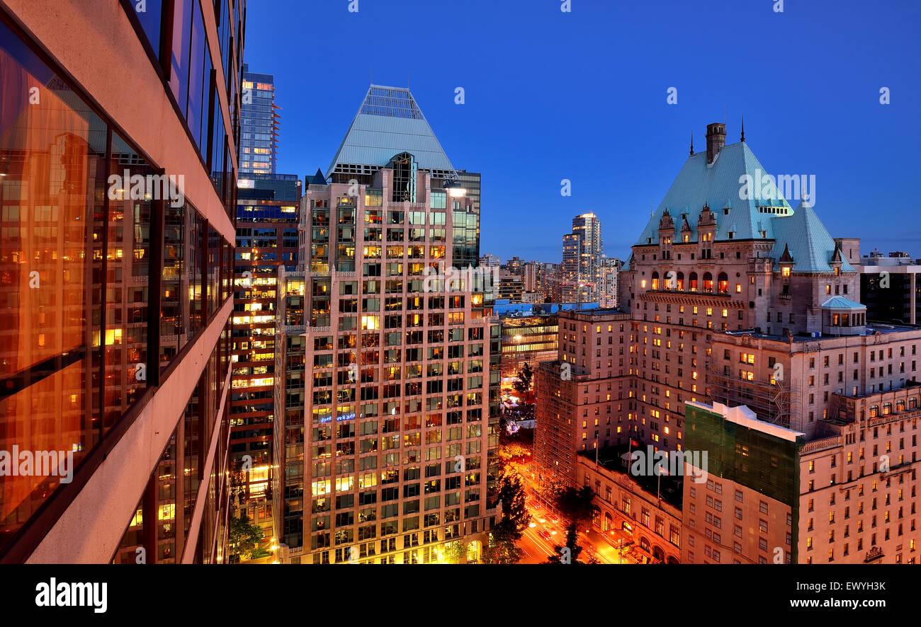 Downtown view of Vancouver at night, Canada Stock Photo - Alamy