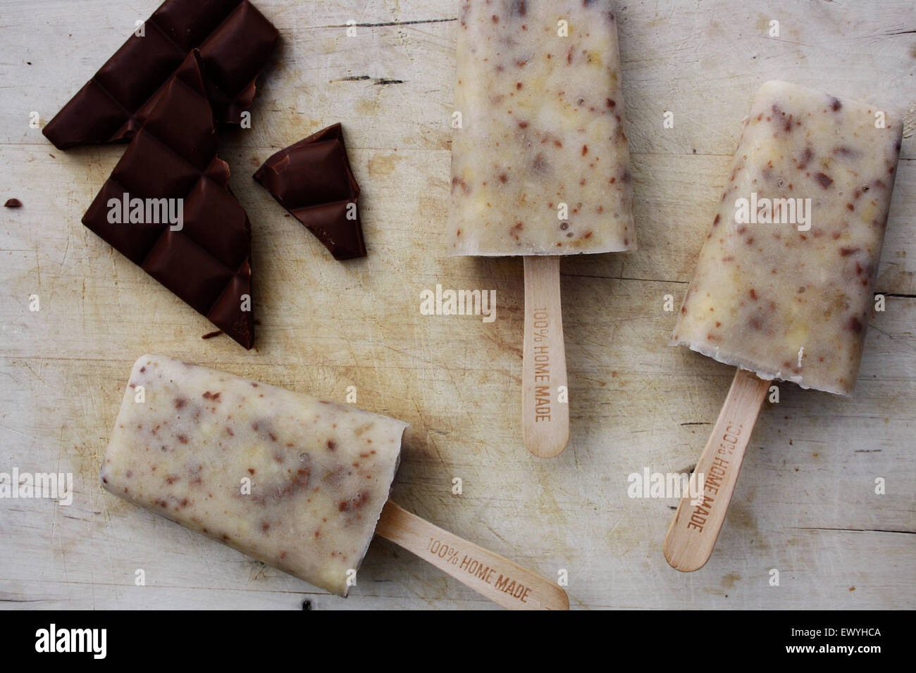 Elevated View Of Chocolate And Chocolate Ice Lollies Stock Photo Alamy