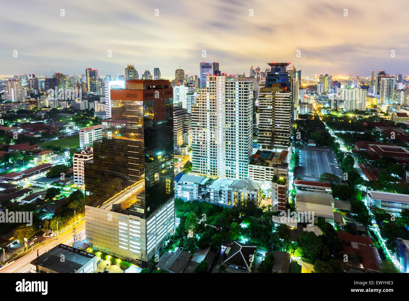 Bangkok skyline at night, Thailand Stock Photo
