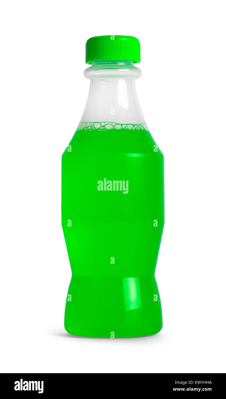 Pop Bottle with Lime Drink Isolated on White Background. Stock Photo