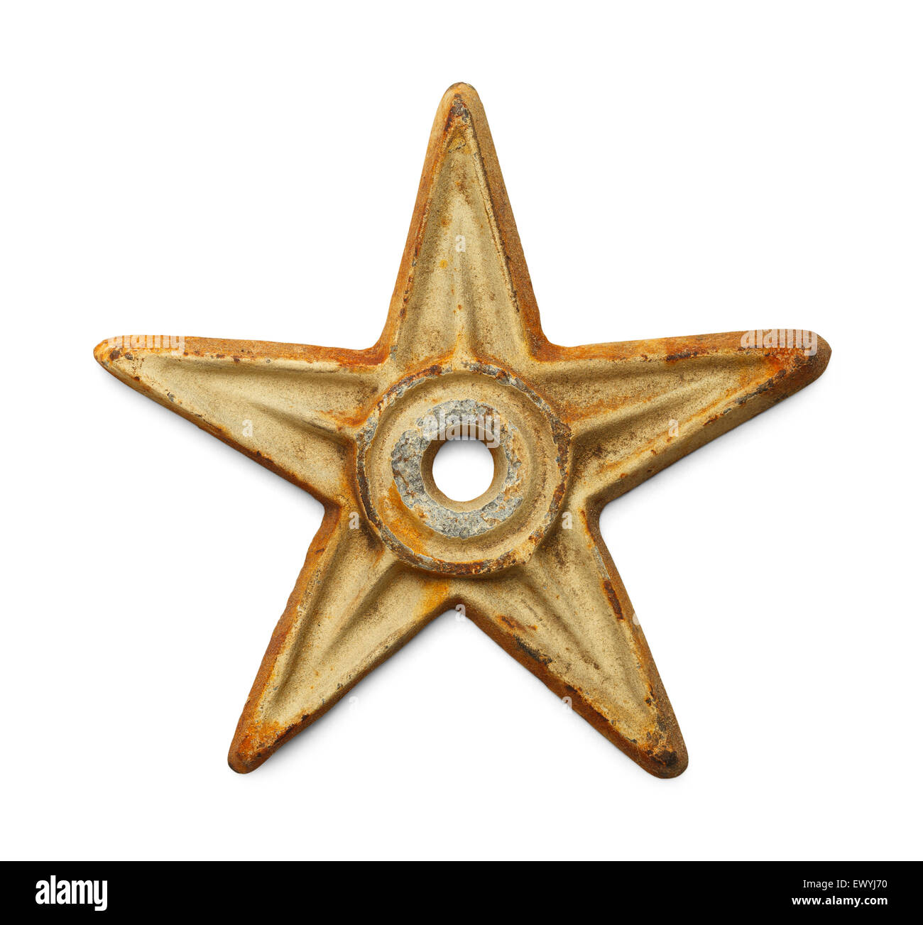 White Rusty Metal Star Isolated on White Background. Stock Photo
