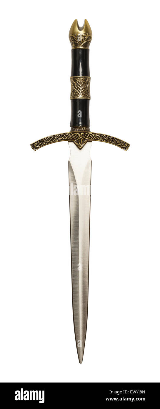 Ornate Dagger Sword Isolated on a White Background. Stock Photo