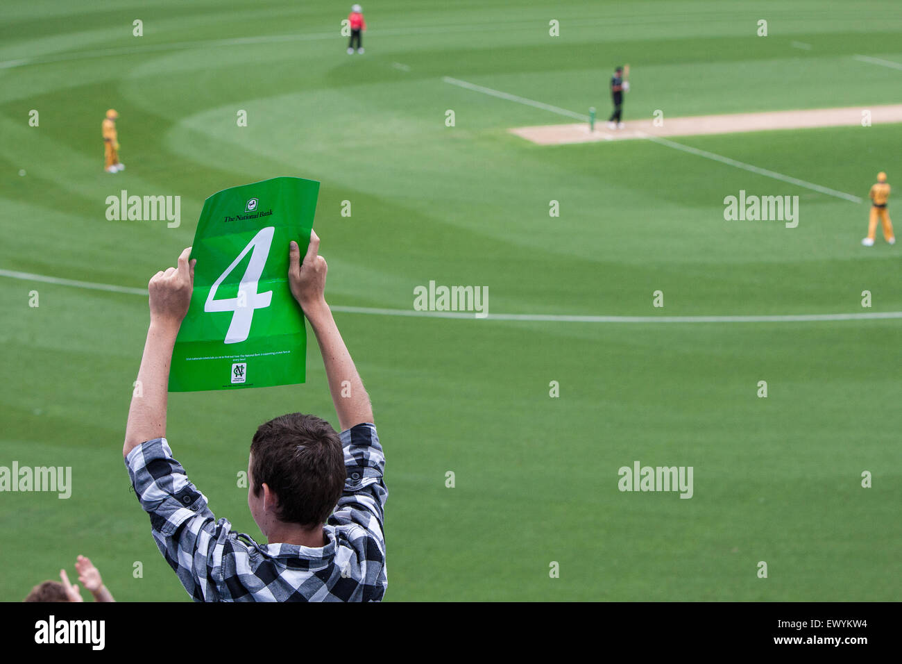 New Zealand cricket team,Black Caps score four runs against Australia in a  one day match at Eden Park,Auckland,New Zealand Stock Photo - Alamy