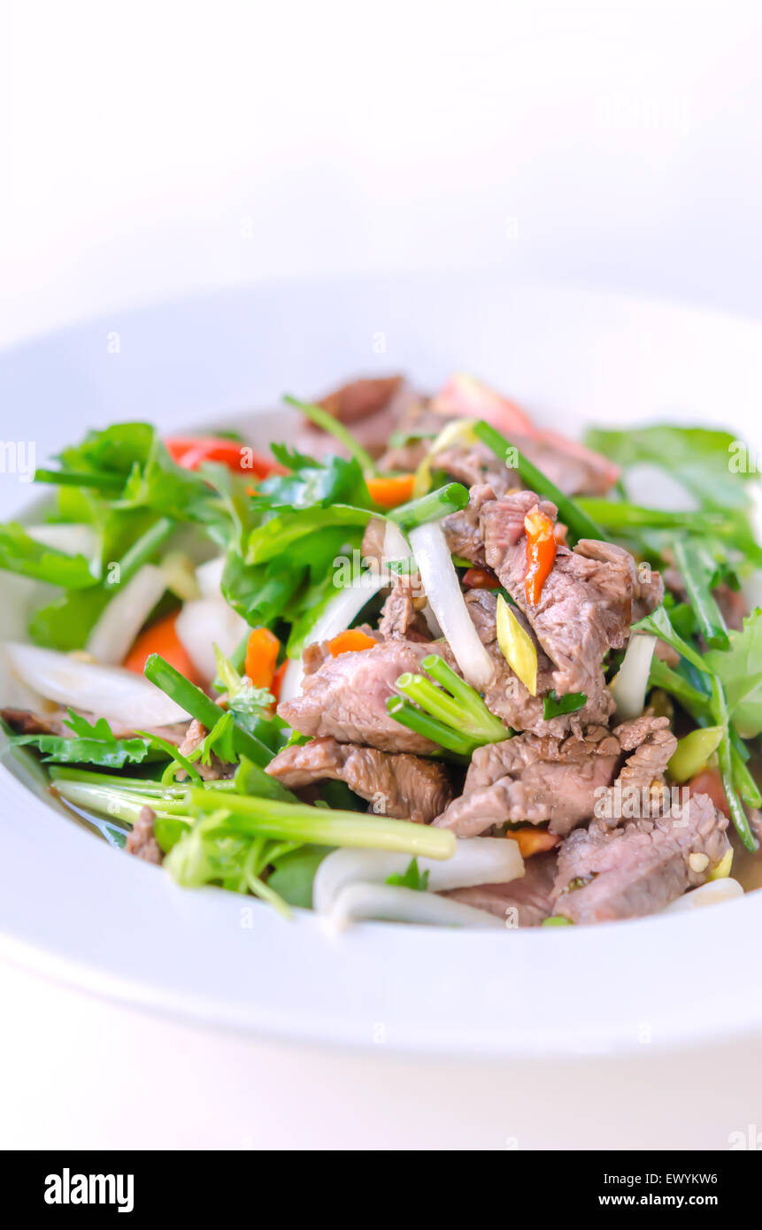 Spicy salad of roasted beef , Thai style cuisine Stock Photo