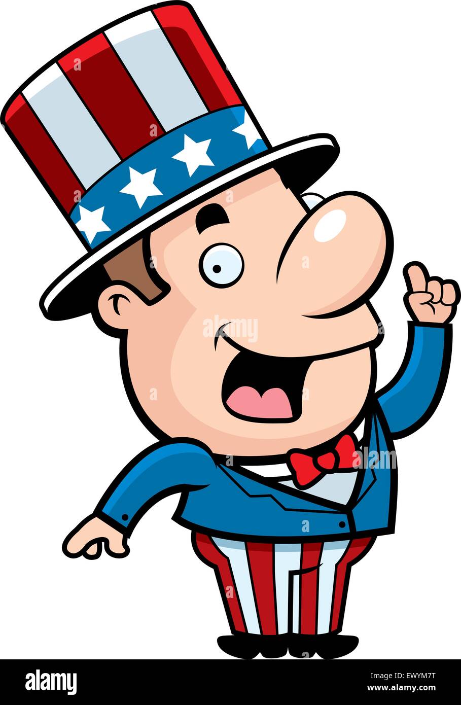 A happy cartoon patriotic man with an idea. Stock Vector
