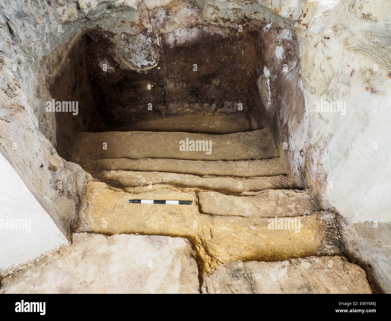 (150702) -- JERUSALEM, July 2, 2015 (Xinhua) -- The undated photo released by the Israel Antiquities Authority shows an ancient Jewish ritual bath that was discovered under a living room of a private house near Jerusalem. A 2000-year old ritual bath was discovered near Jerusalem under a living room of a private house, the Israeli Antiquities Authority said in a statement on Wednesday. The ancient ritual bath, known in Hebrew as a mikve, was discovered amid renovations of a private home in Ein Karem, a village near Jerusalem, and believed to have originated from the period of the Second Temple, Stock Photo