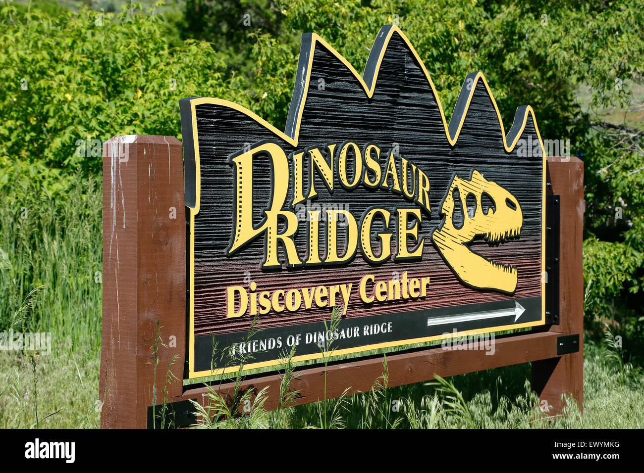 Sign, Dinosaur Ridge Discovery Center, Morrison, Colorado USA Stock Photo