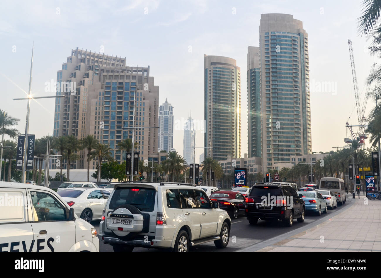 Traffic jam in Downtown Dubai after work Stock Photo Alamy