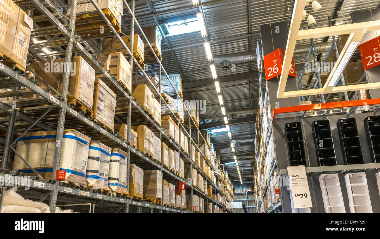 KUALA LUMPUR, MALAYSIA JANUARY 25, 2015 Warehouse storage in an IKEA