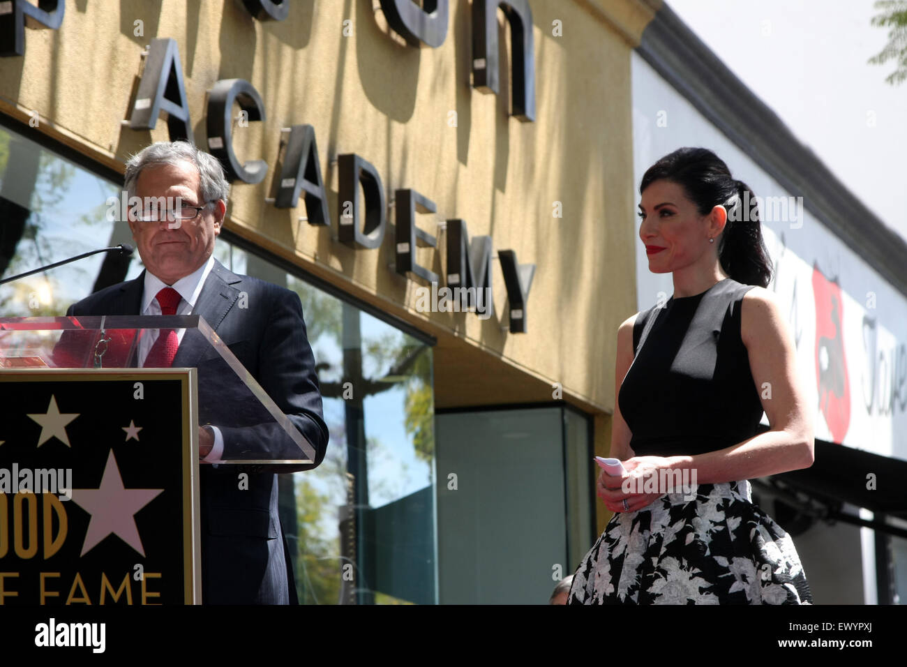Julianna Margulies honored with a star on the Hollywood Walk of Fame  Featuring: Les Moonves, Julianna Margulies Where: Los Angeles, California, United States When: 01 May 2015 C Stock Photo