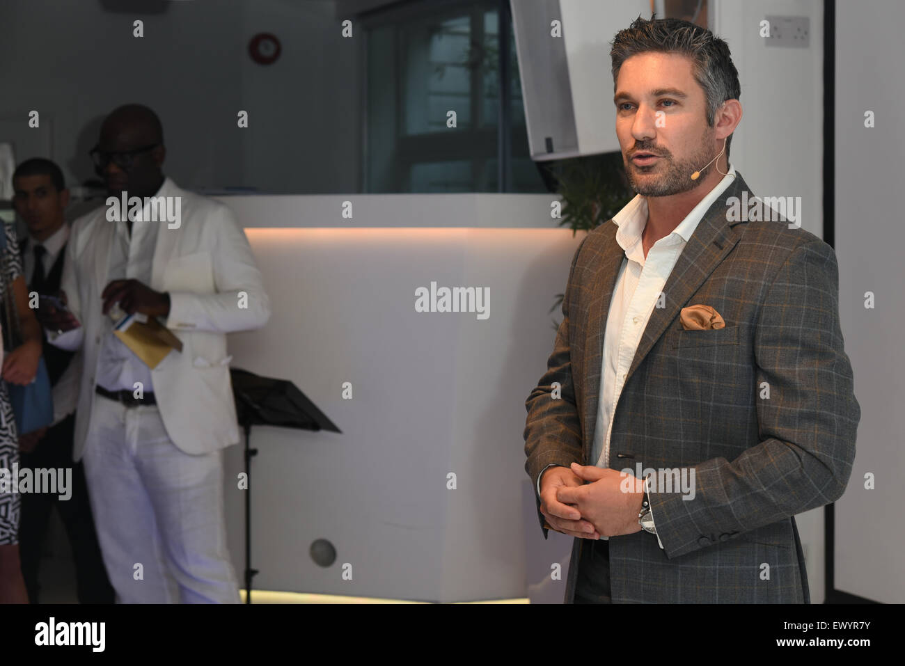 London,UK, 2nd July 2015 : TV Presenter Stephen Handisides make a speaks at  the My Face My Body launch of the Ultimate Beauty Guide at Vanilla London. Photo by See Li/Alamy Live News Stock Photo