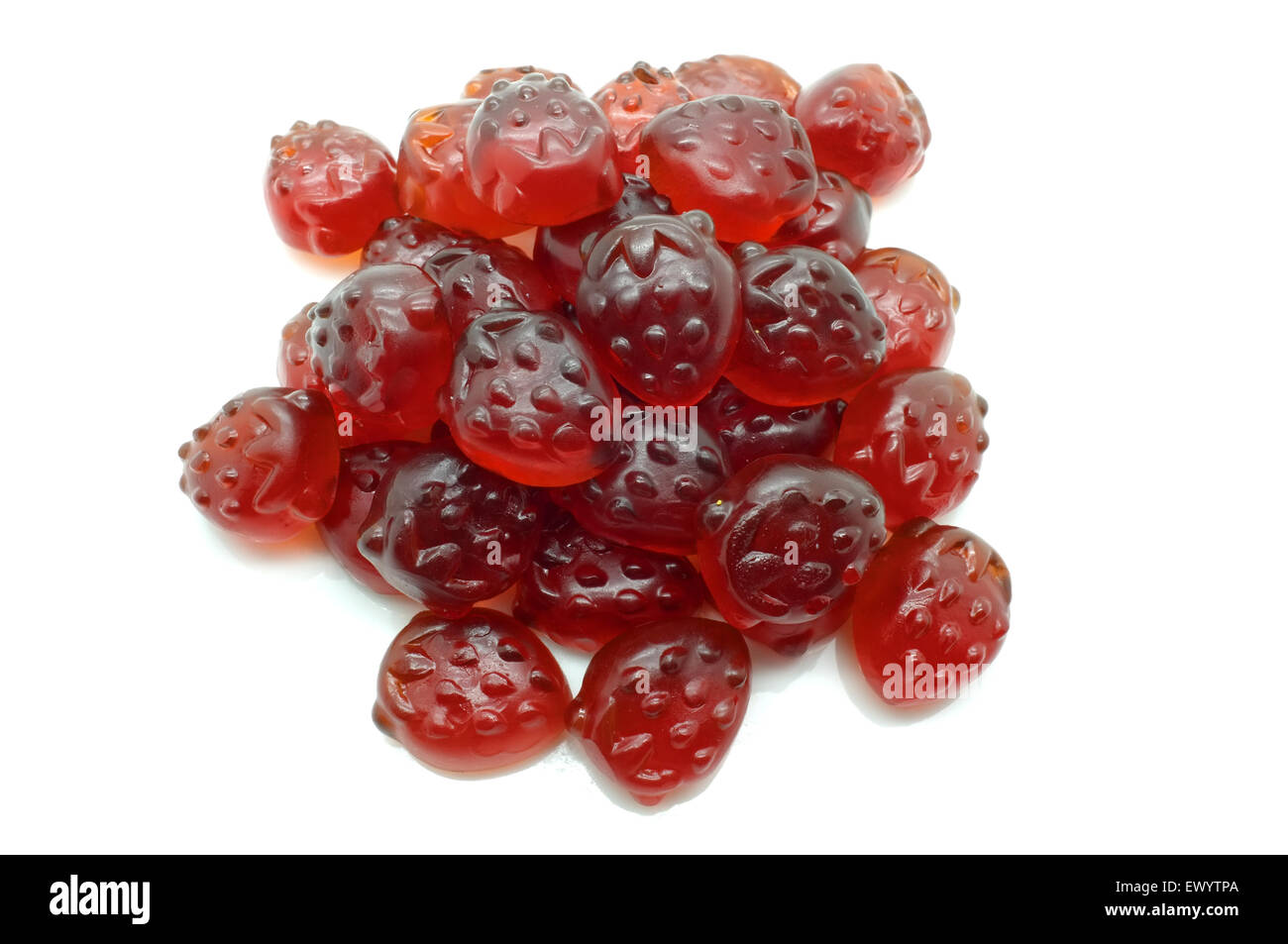 Heap of gummy red strawberry jelly Stock Photo Alamy
