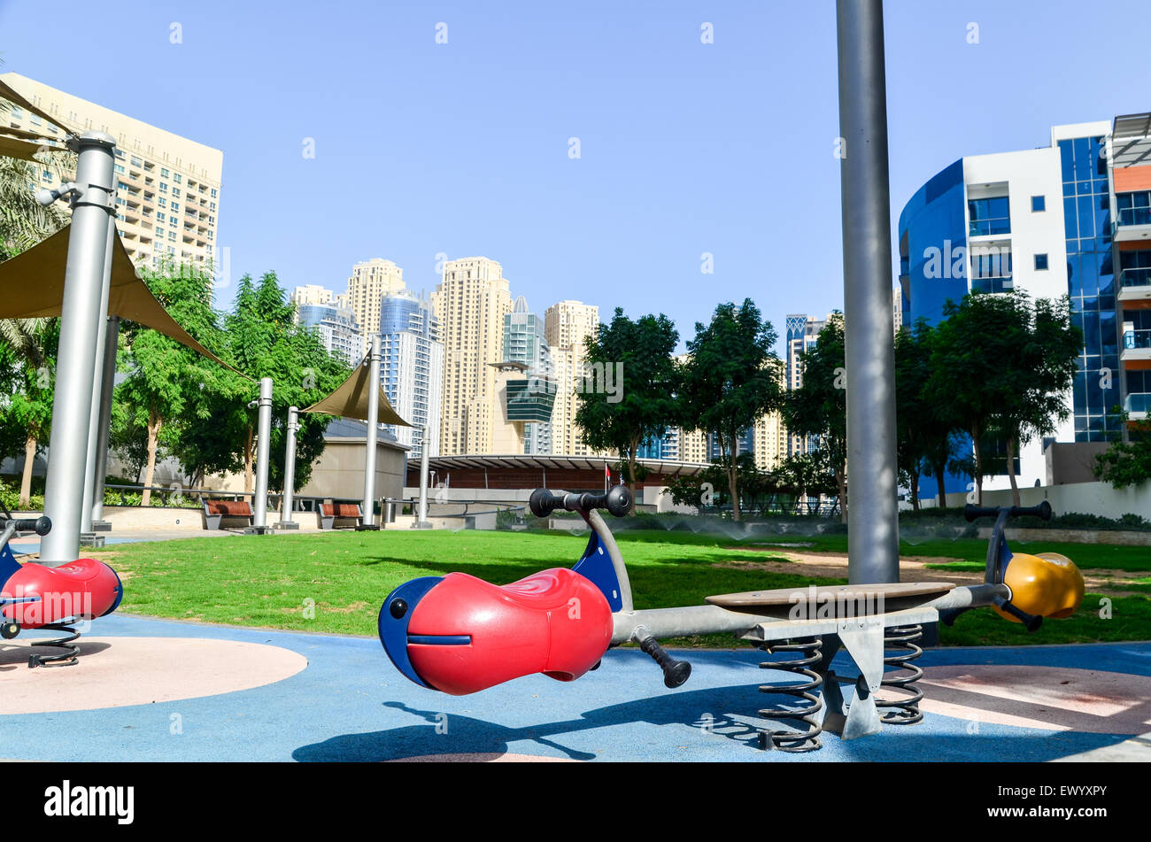 Playground in Dubai Marina, UAE Stock Photo
