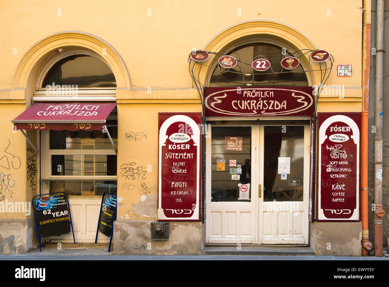 Cafe Fröhlich, Dob Utca 22, Budapest, Hungary, Europe Stock Photo