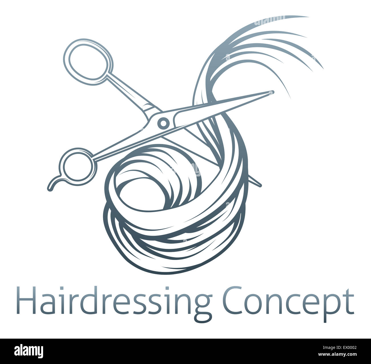 An illustration of a pair of hairdressers scissors cutting Hair Stock Photo