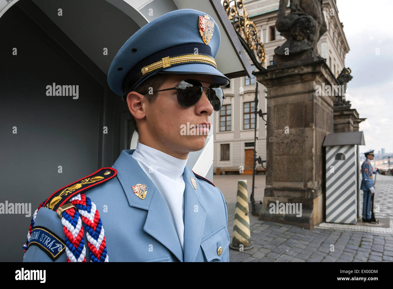 Guard, Prague Castle, Hradčany, Prague, Czech Republic Stock Photo