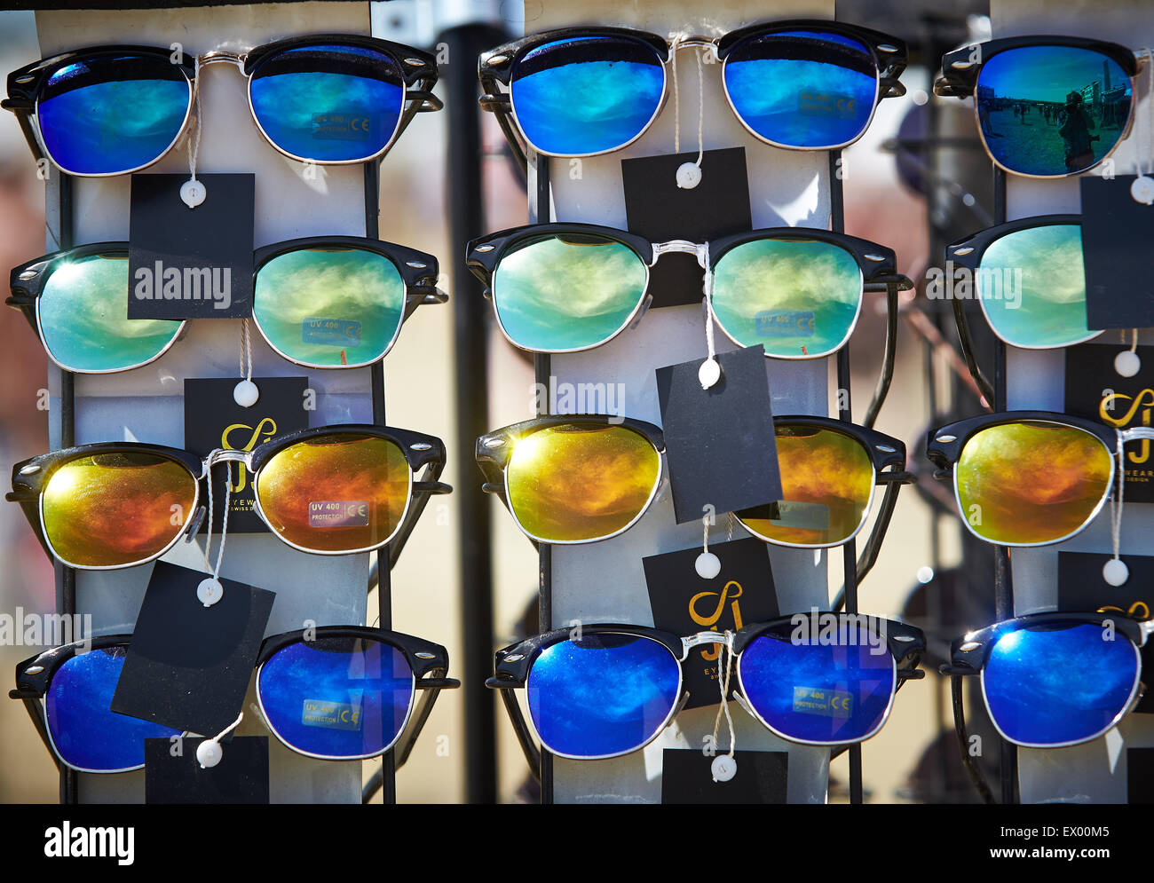 Sunglasses on stall, Rhineland-Palatinate, Germany Stock Photo