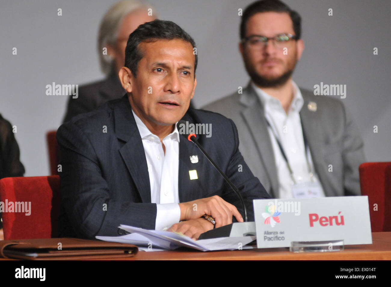 (150703) -- PARACAS, July 3, 2015 (Xinhua) -- Peru's President Ollanta Humala attends the 10th Pacific Alliance Summit in Paracas, Peru, on July 2, 2015. (Xinhua/Luis Camacho) (rtg) Stock Photo
