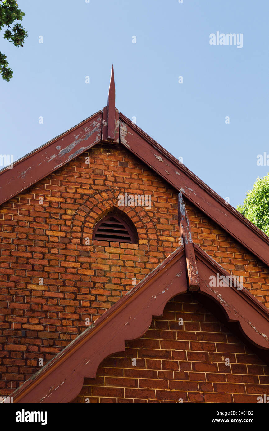 Detail of roof of Quercus community book shop housed in old church, Ford Street, Beechworth