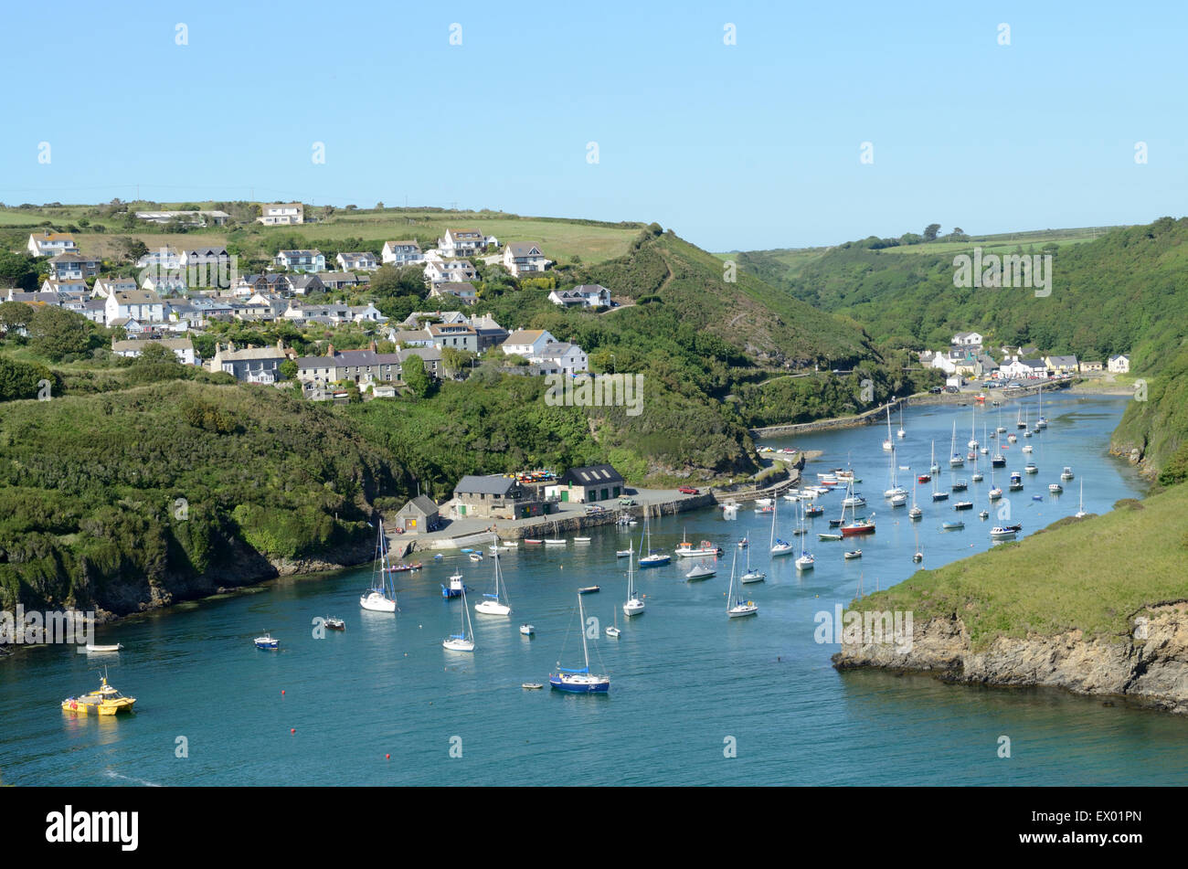 Solva harbour and village St Brides Bay Pembrokeshire coast national park Wales Cymru UK GB