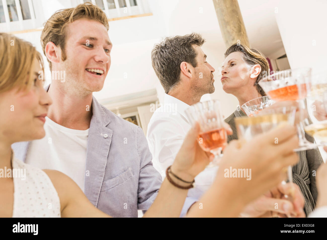 Family making a toast at birthday party Stock Photo Alamy