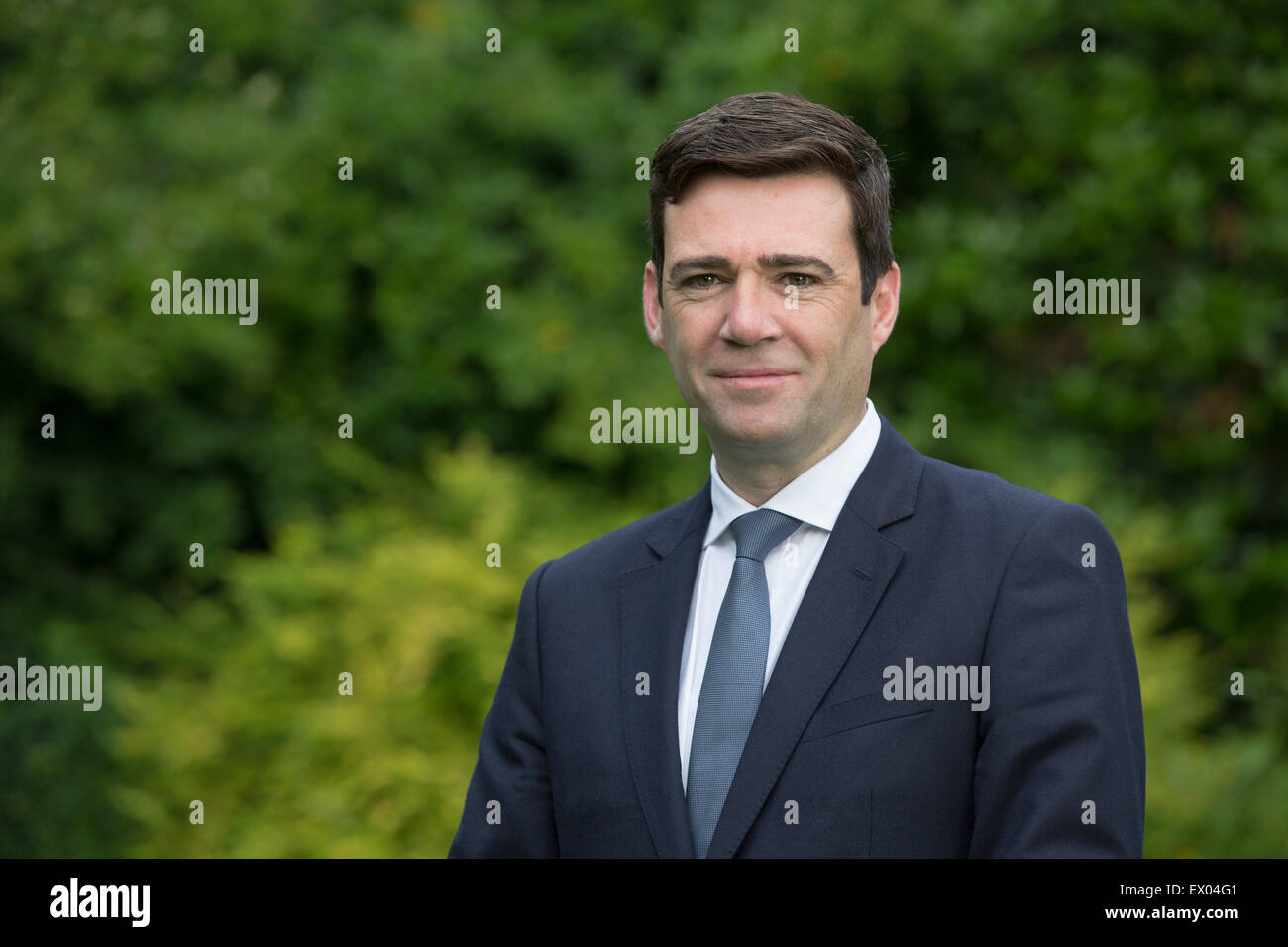 Andy Burnham MP, pictured at his home in his Leigh constituency. Andy was running to be leader of the Labour Party, one of five candidates battling to succeed Ed Miliband, who stood down after the 2015 UK General Election. Burnham was at the time Shadow Secretary of State for Health in England. Stock Photo