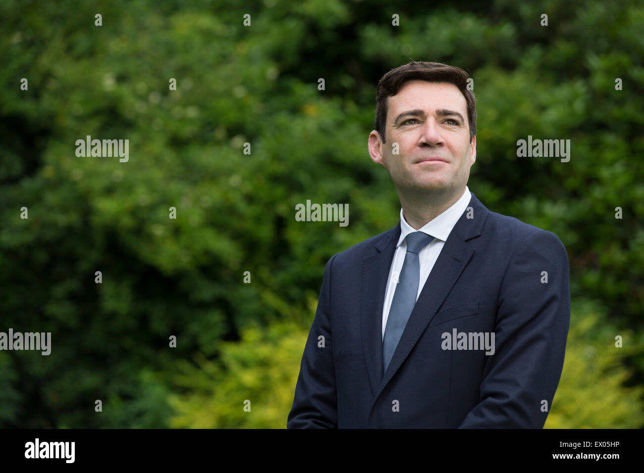 Andy Burnham MP, pictured at his home in his Leigh constituency. Andy was running to be leader of the Labour Party, one of five candidates battling to succeed Ed Miliband, who stood down after the 2015 UK General Election. Burnham was at the time Shadow Secretary of State for Health in England. Stock Photo