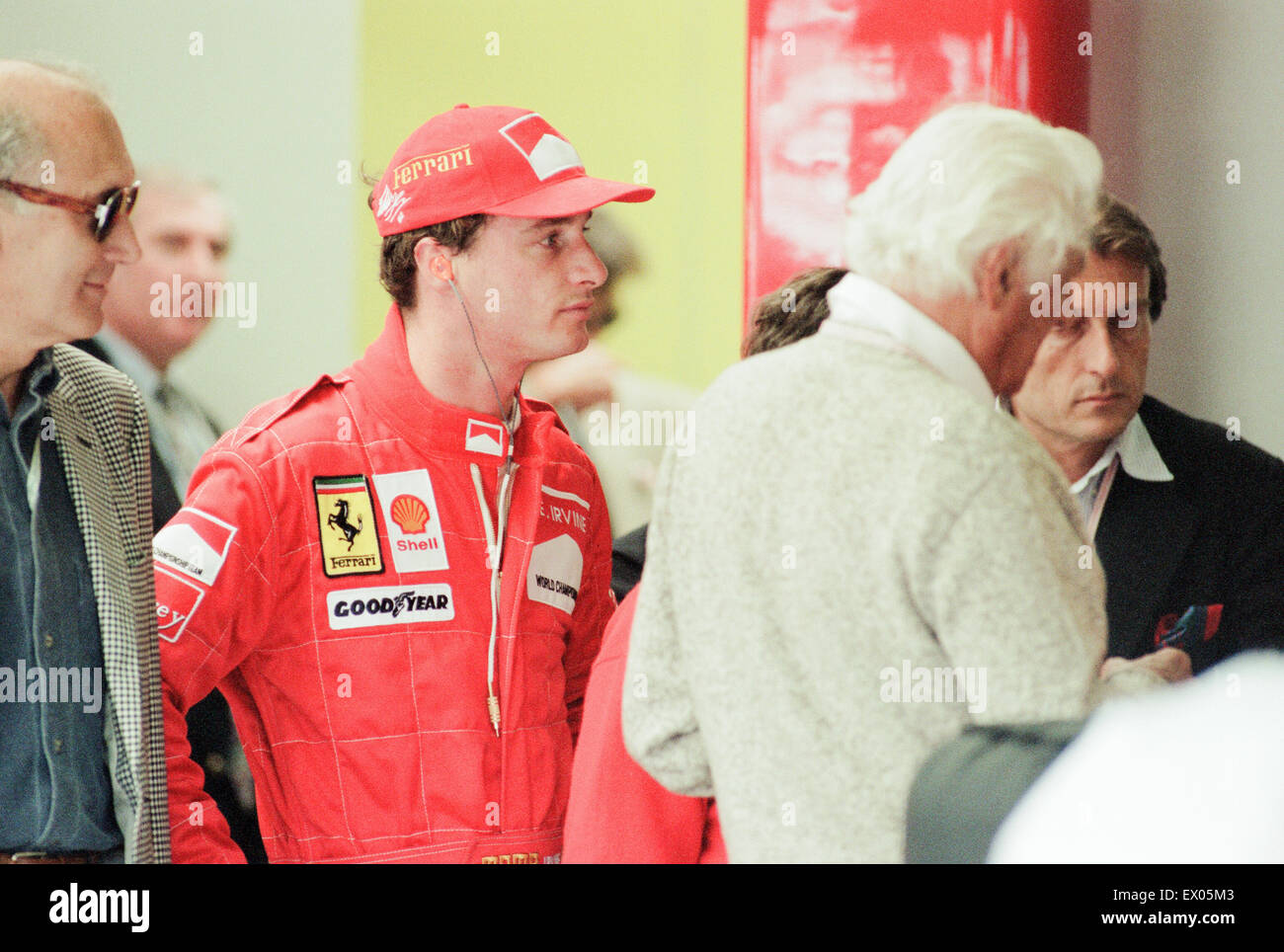 Eddie Irvine, Ferrari Motor Racing Driver, pictured at Qualifying session, British Grand Prix, Silverstone Circuit, Silverstone, Saturday 13th July 1996. Stock Photo