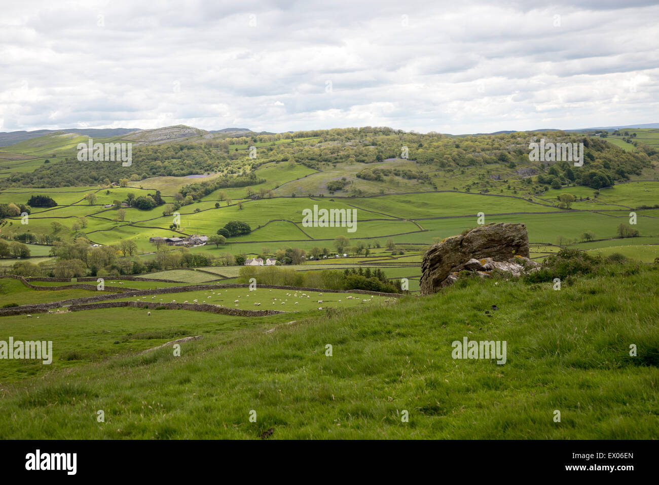 View over Yorkshire Dales national park, near Austwick, England, UK Stock Photo