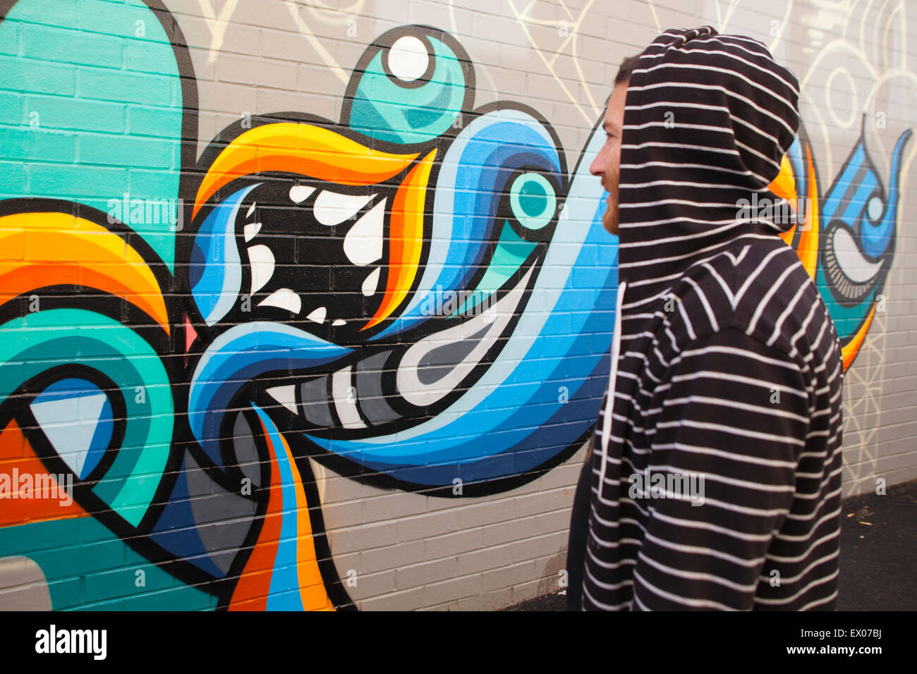 Graffiti Street Artists Paint a mural in Australia Stock Photo Alamy