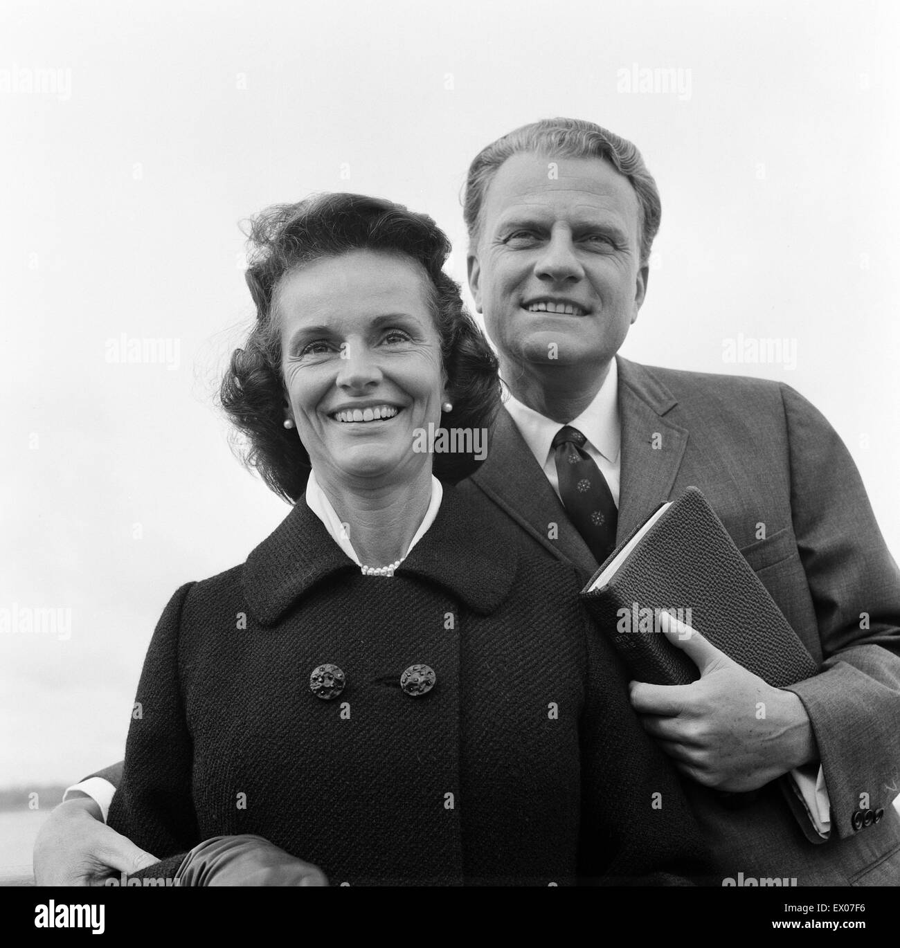 Billy Graham and his wife Ruth pictured on the Queen Mary at Southampton. 24th May 1966. Stock Photo