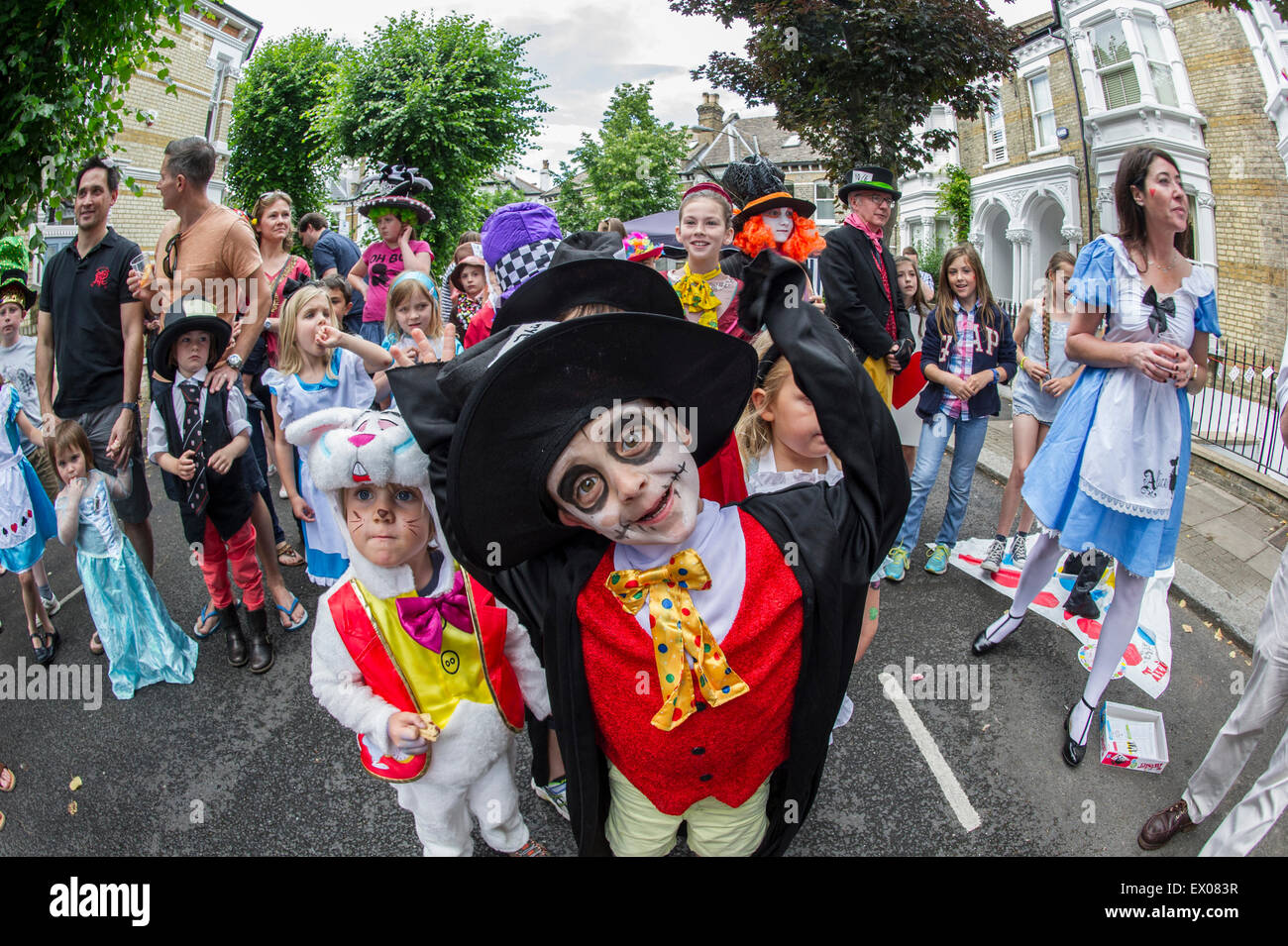 Children enjoy the fun and games at a London fancy dress street party