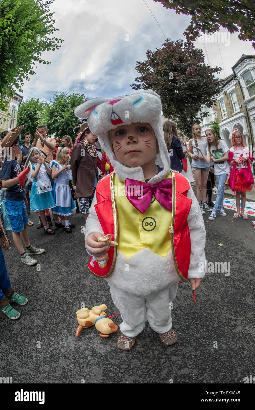 Children enjoy the fun and games at a London fancy dress street party