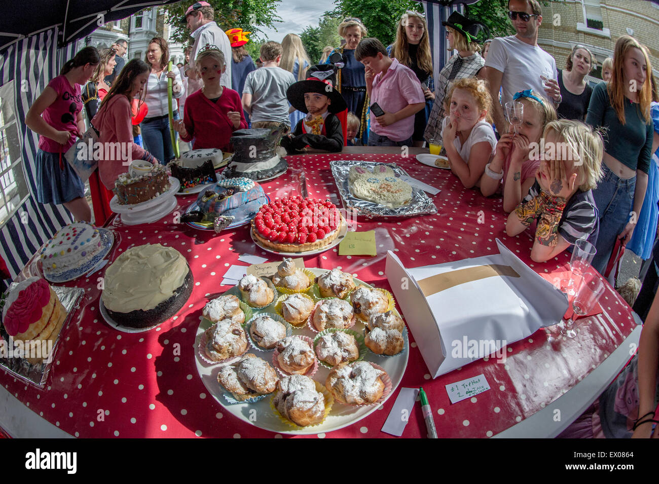 Children enjoy the fun and games at a London fancy dress street party