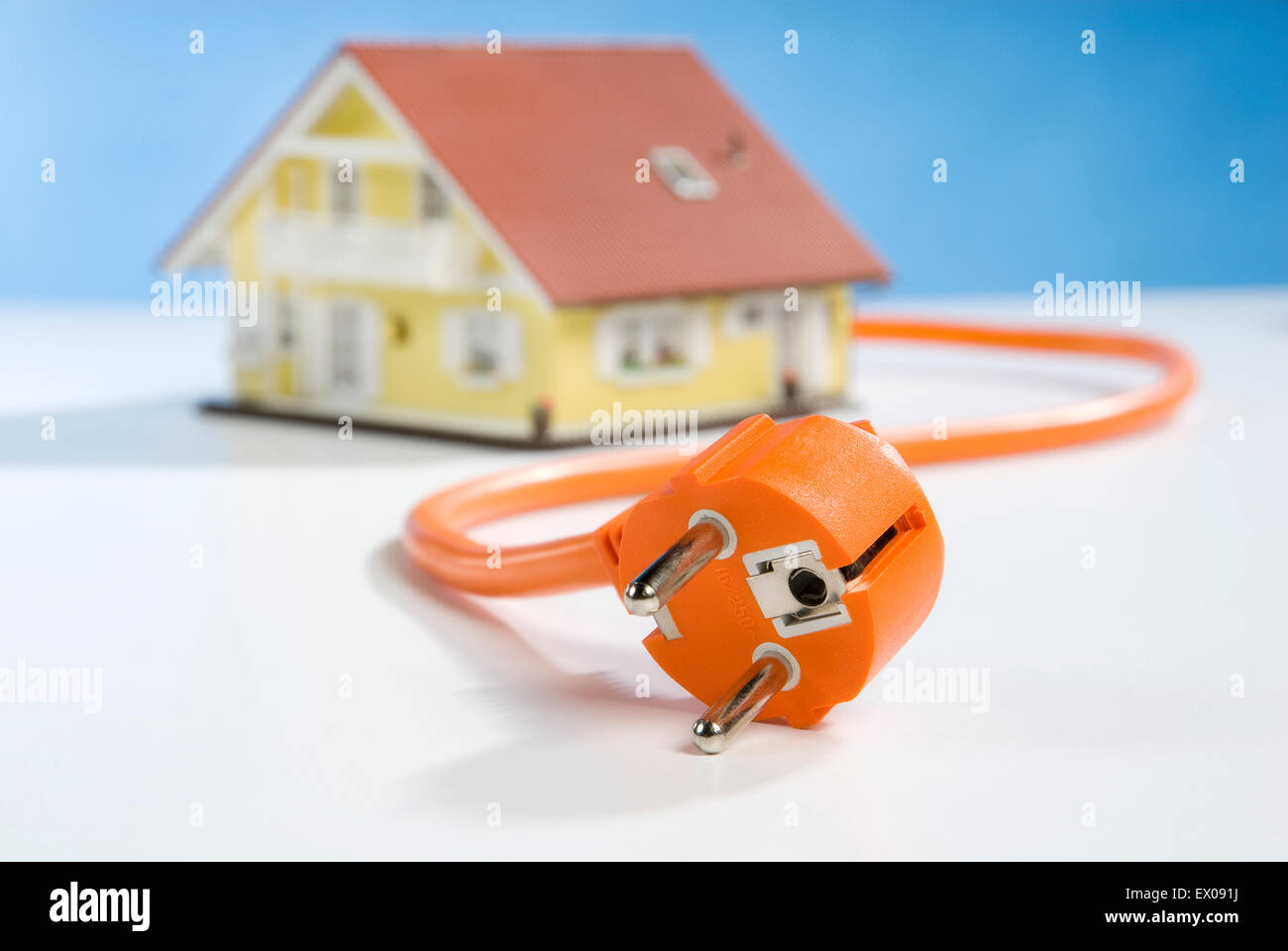House with cable and plug Stock Photo