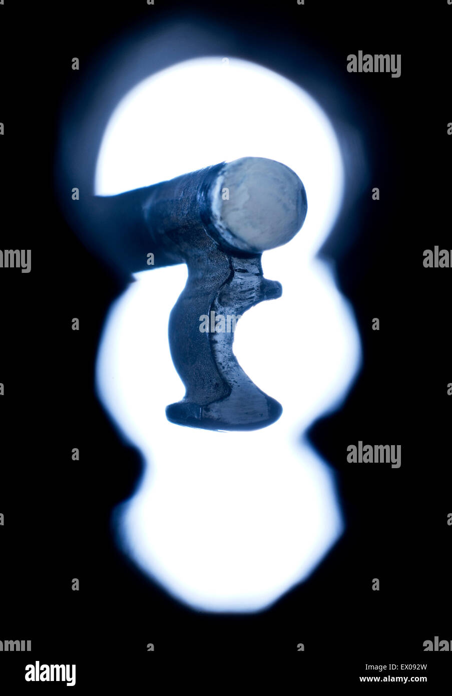 Close-up of a keyhole with key Stock Photo