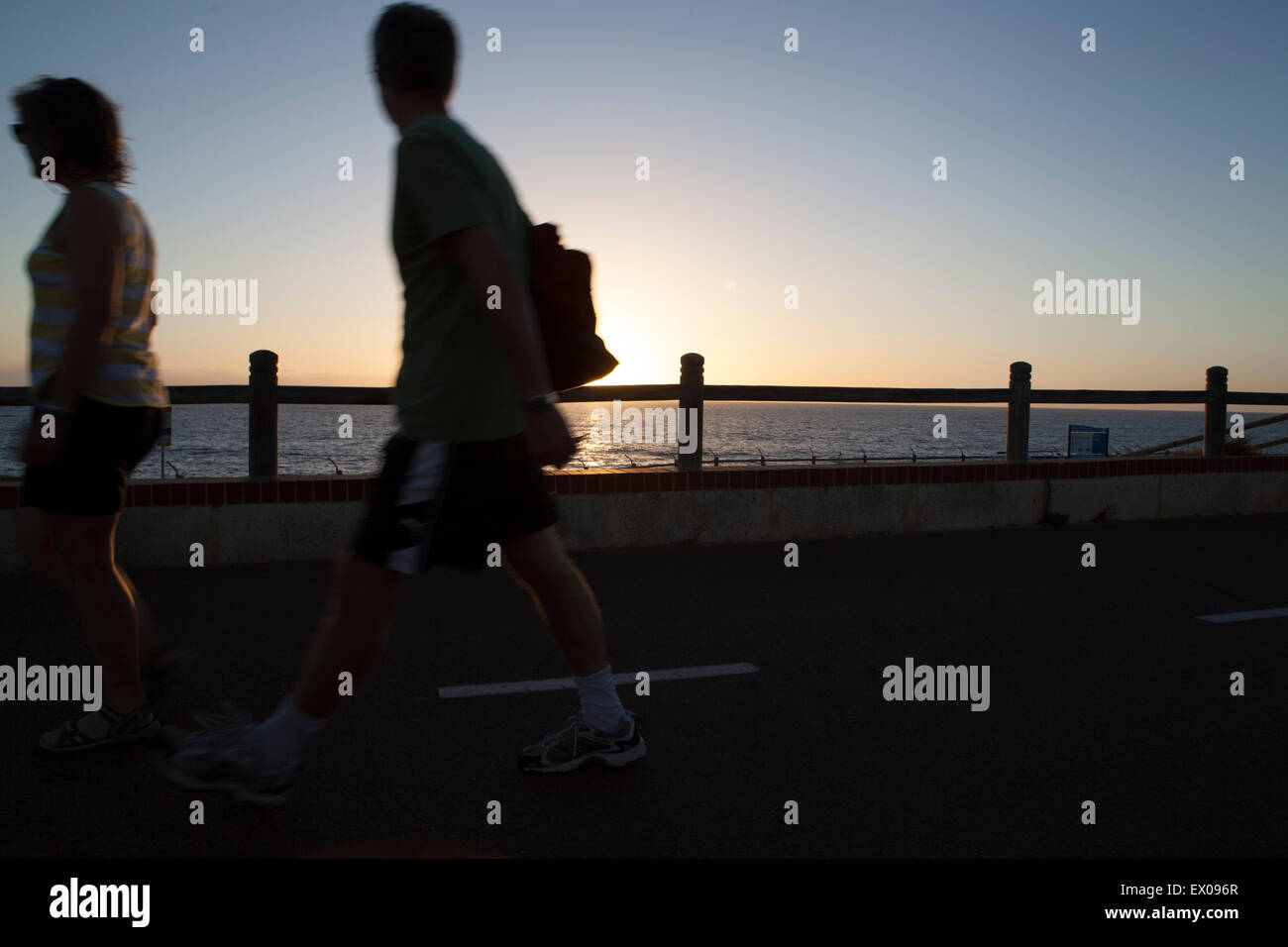 Raised cycle lane at Trigg over looking the beach. Perth, Western Australia Stock Photo