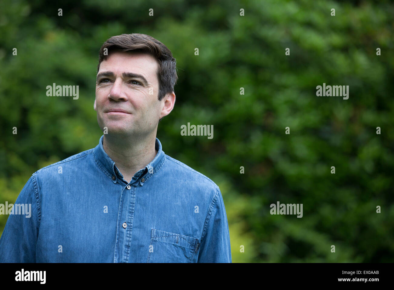 Andy Burnham MP, pictured at his home in his Leigh constituency. Andy was running to be leader of the Labour Party, one of five candidates battling to succeed Ed Miliband, who stood down after the 2015 UK General Election. Burnham was at the time Shadow Secretary of State for Health in England. Stock Photo