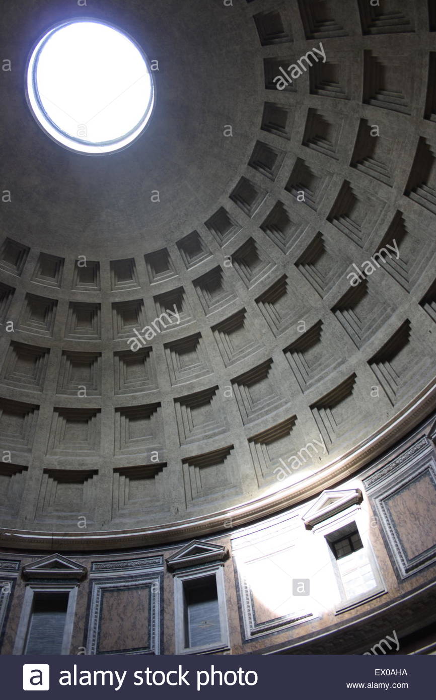 Shaft Of Light Through The Ceiling At The Pantheon In Rome Italy
