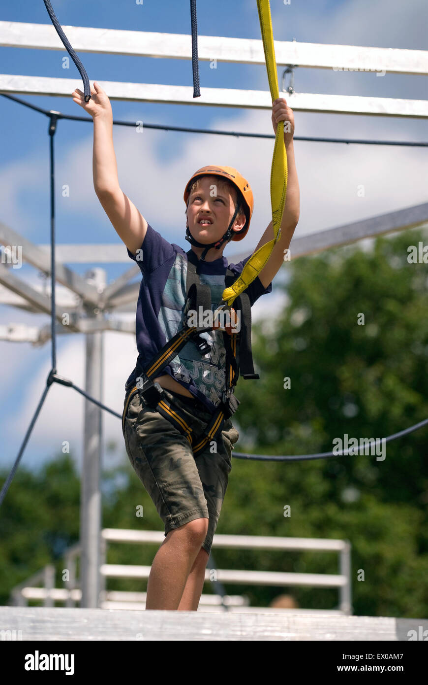 Adventure activities for kids at the Farewell to the Garrison Festival, Bordon, Hampshire,  UK. Saturday 27 June 2015 Stock Photo