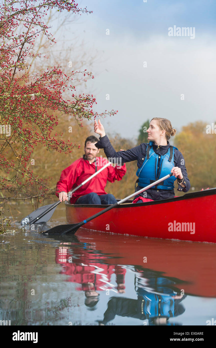 Couple canoeing Stock Photo