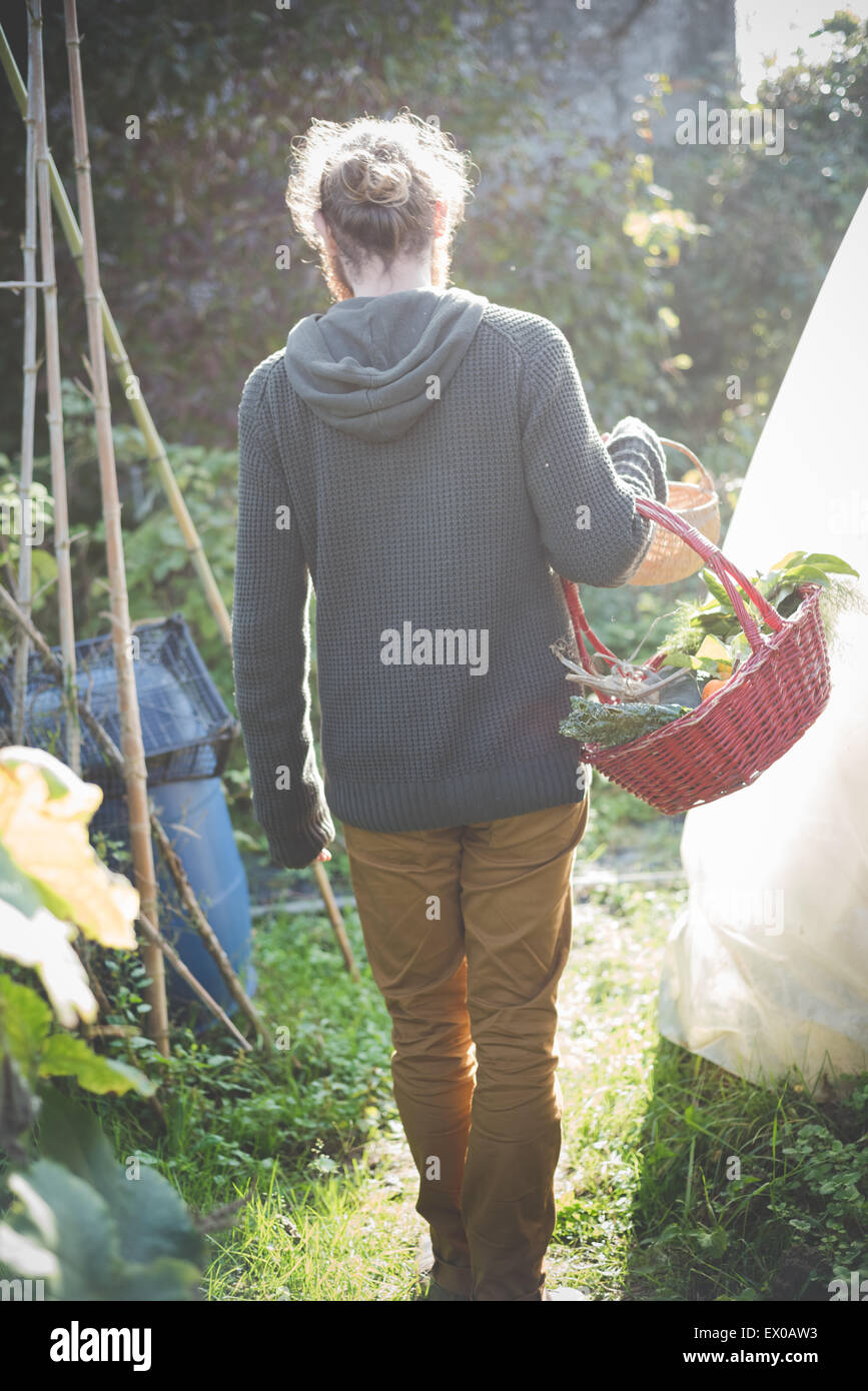 Young man vegetables basket hi-res stock photography and images - Alamy