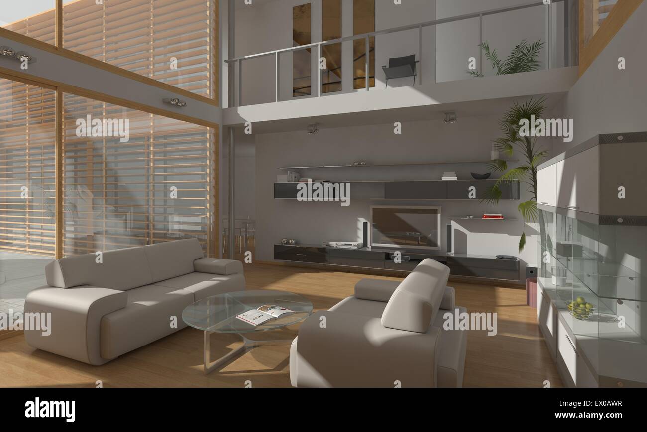 Living room 3d render interior hi-res stock photography and images - Alamy